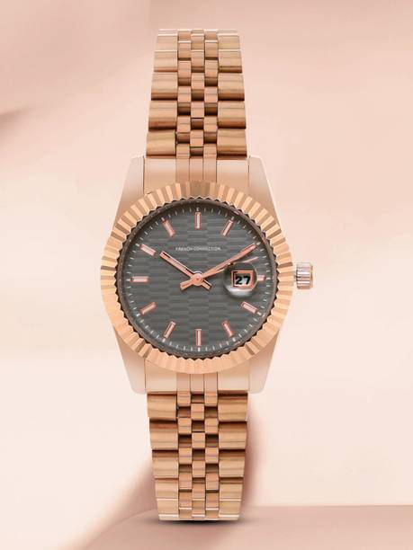 Maverick Grey Dated Textured Dial | Women's Rose Gold Analog Watch Analog Watch - For Women FCS09RGM