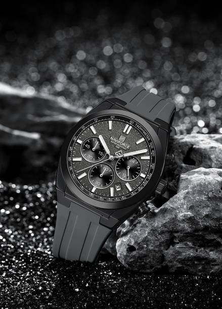 NAVIFORCE NF8080 Mutifunctional Grey Dial With Grey Silicon Strap Analog Watch  - For Men