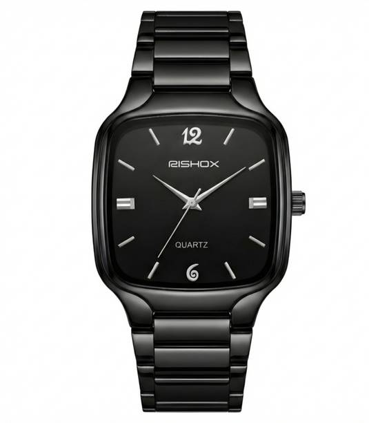 Rishox RISHOX Men’s Analog Watch Black Square Dial Black Steel Strap RISHOX Men’s Analog Watch Black Square Dial Black Steel Strap Analog Watch  - For Men