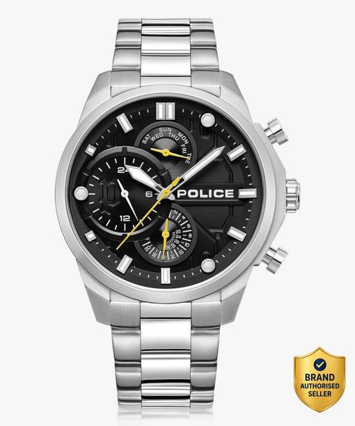 Police Multifunction Black Dial Silver Stainless Steel Strap Analog Watch - For Men PLPEWGK0039204,NTPLPEWGK0039204W