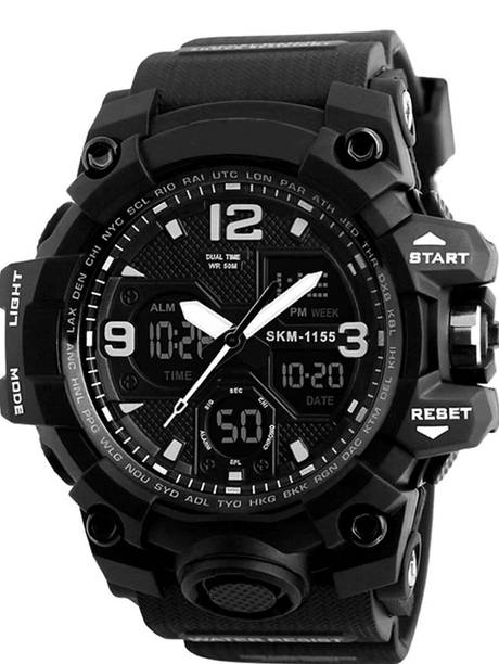 1327 Black Multi Functional Analog Digital Sports Watch Analog-Digital Watch  - For Boys Sports Watches Men Alarm Watch LED Back Light Shock Digital Wrist watches