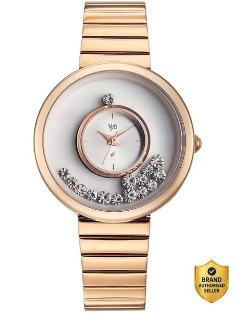 Fastrack Vyb Celeste Quartz White Dial Rose Gold Stainless Steel Strap Analog Watch  - For Women FV60135WM01W
