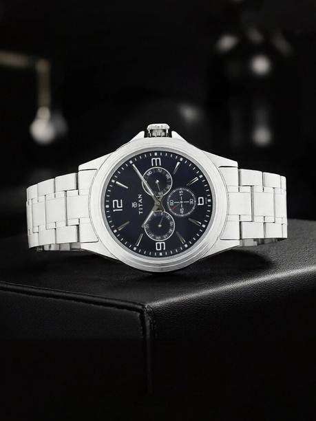 Titan Eco Multifunction Blue Dial Silver Stainless Steel Strap Analog Watch - For Men NT1698SM02,TH1781693,1698SM02,NU1698SM02