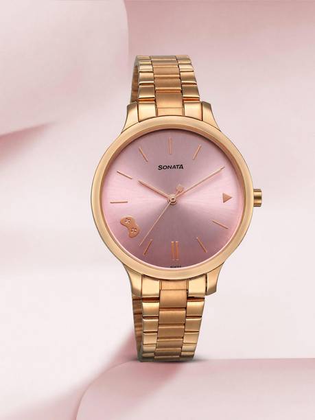 Sonata Play Pink Dial Rose Gold Stainless Steel Strap Analog Watch - For Women NT87050WM02,NU87050WM02