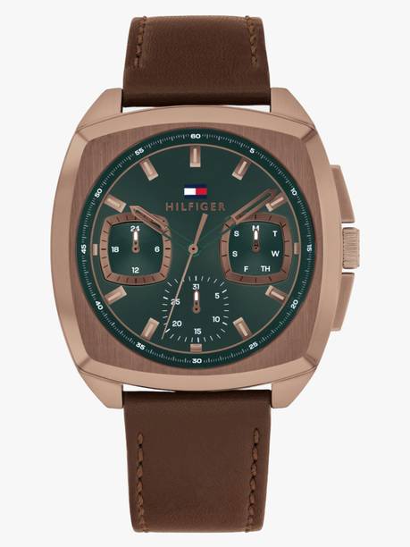 Tommy Hilfiger Multifunction Green Dial Brown LeatherStrap Analog Watch - For Men TH1710557,NTTH1710557