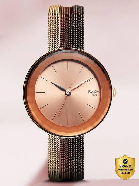 Titan Raga Delight Rose Gold Dial Multicolour Stainless Steel Strap Analog Watch - For Women NT95153KM01,TH1791968W,95153KM01,NU95153KM01