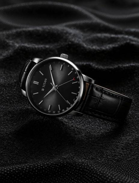 watch Elegance Quartz Dark Grey Round Dial Leather Men's Watch / Analog Watch - For Men 90202SL02,NU90202SL02