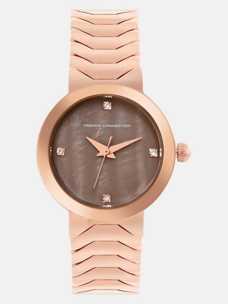 French Connection FCH9RGM Grazia Rhinestone Grey MOP Dial | Women's Rose Gold Analog Watch Analog Watch  - For Women