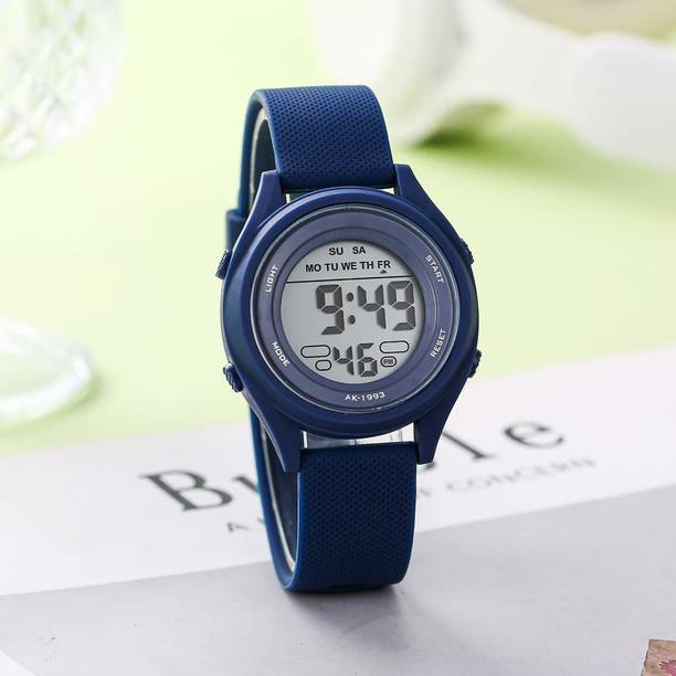 Stylish Sport 7 Color LED Back Light With Silicon Strap For Above 7 Years Digital Watch  - For Boys & Girls DIGI-027 BLUE