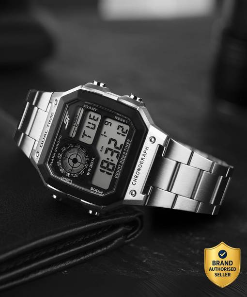 SF Hexa Metal Digital Black Dial Silver Stainless Steel Strap Unisex Digital Watch - For Men & Women NT77134PM01W