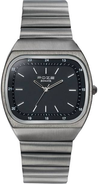 Poze 9 Quartz Black Dial IP Gun SS sheet metal Strap Analog Watch - For Men & Women SP80200QM01W