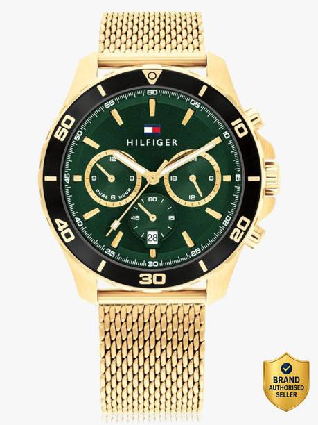 Tommy Hilfiger Multifunction Green Dial Rose Gold SS Strap Analog Watch - For Men TH1792093,NTTH1792093