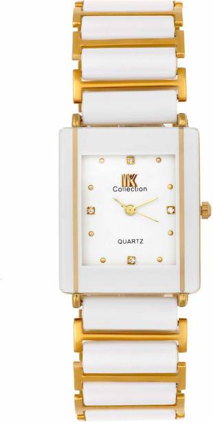 IIK Collection Men's watches White Studded Dial with White & Gold Bracelet Strap Analog Watch  - For Men