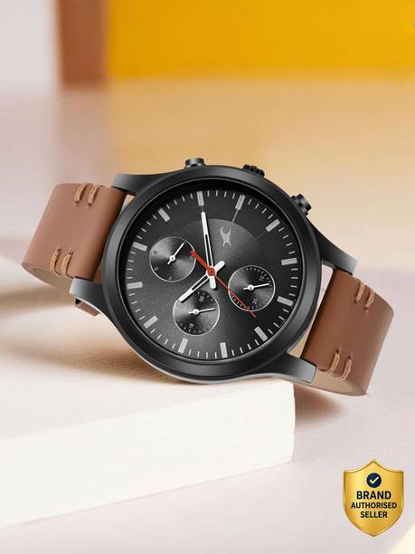 Fastrack Aura Multifunction Black Dial Brown LeatherStrap Analog Watch - For Men NT3240NL01,3240NL01
