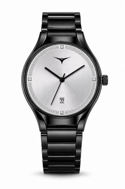 ANSHIKA COLLECTION ANC-MR--NSM-43-02-BLACK-SILVER dl Men & Boys Analog Watch with Silver Dial Black Bracelet Date Casual Daily Wear Analog Watch  - For Men