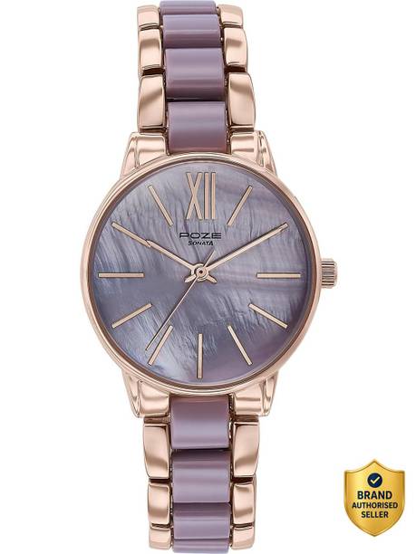Sonata Poze Color Sway Quartz Blush Round Dial Women's Watch Analog Watch - For Women SP80051KM04W
