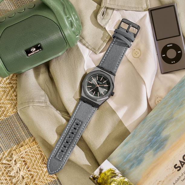 Poze 9 Quartz Grey Dial Grey Denim Strap Strap Analog Watch  - For Men SP70115QL01W