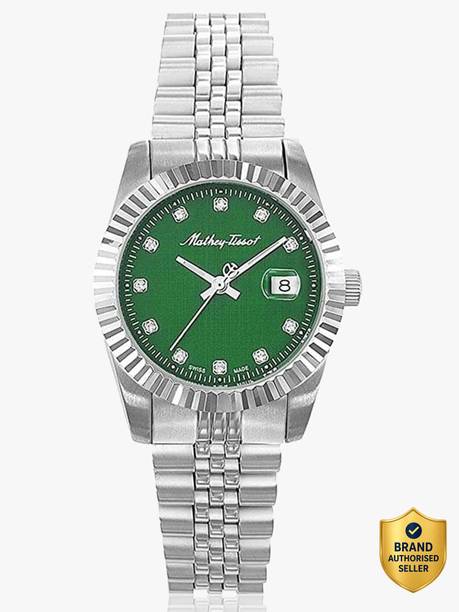 Swiss Made Mathy III Quartz Ronda 585H3 Movement Green Dial Analog Watch - For Women D810AV