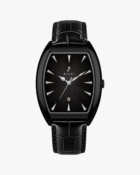 Sylvi Sylvi Monarch All Black Leather Men's Analog Watch | Quartz | 3 ATM | 38mm Analog Watch  - For Men