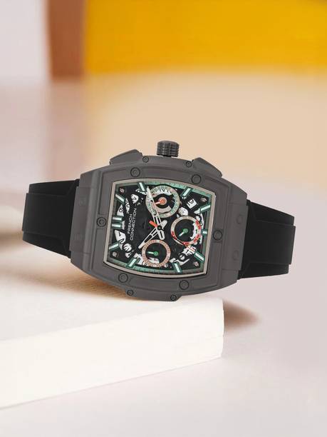 Quadra Chrono Men's Black Chronograph Watch | Dated Black Tonneau Dial Analog Watch - For Men FCH3GN-B