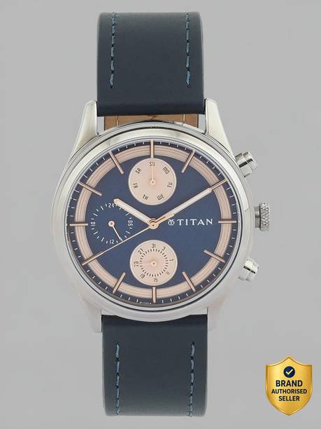 Titan Workwear Multifunction Blue Dial Blue LeatherStrap Analog Watch - For Men NT1805SL02,NU1805SL02