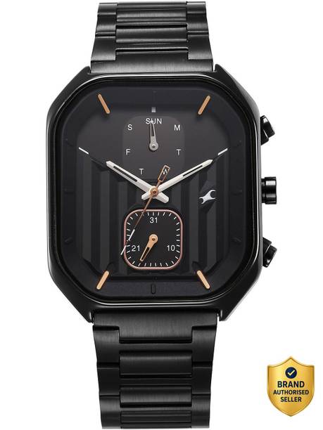Fastrack Fleek Multifunction Black Dial Black Stainless Steel Strap Analog Watch - For Men NT3270NM01,NU3270NM01