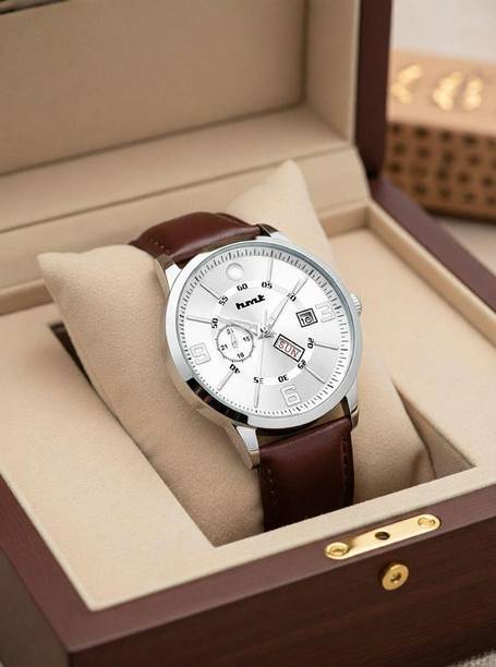 HMT DLX Silver Dial Day & Date Analog Watch  - For Men