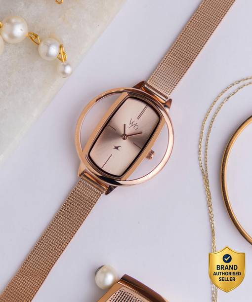 Fastrack Vyb Charmer Rose Gold Dial Rose Gold Stainless Steel Strap Analog Watch - For Women FV60037WM01W