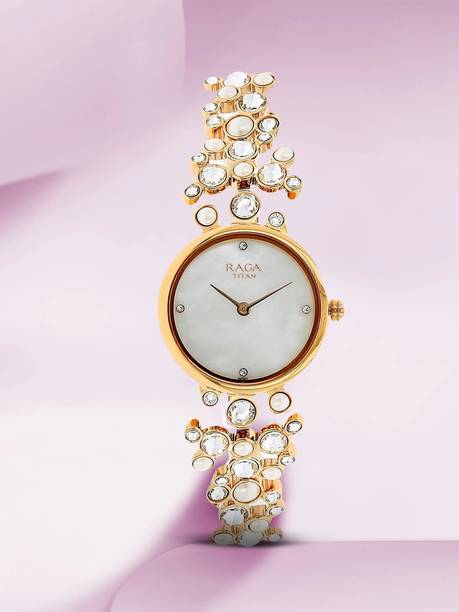 Titan Raga Moonlight White MOP Dial Rose Gold MetalStrap Analog Watch - For Women NT95032WM01,NU95032WM01