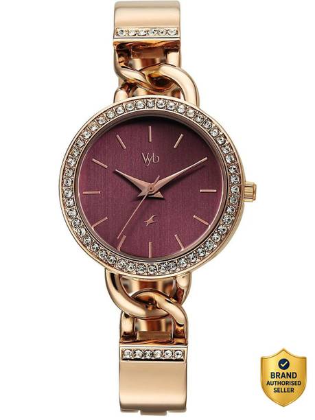 Fastrack Vyb Mirage Quartz Burgundy Dial Rose Gold Alloy Strap Analog Watch  - For Women FV60133WM02W