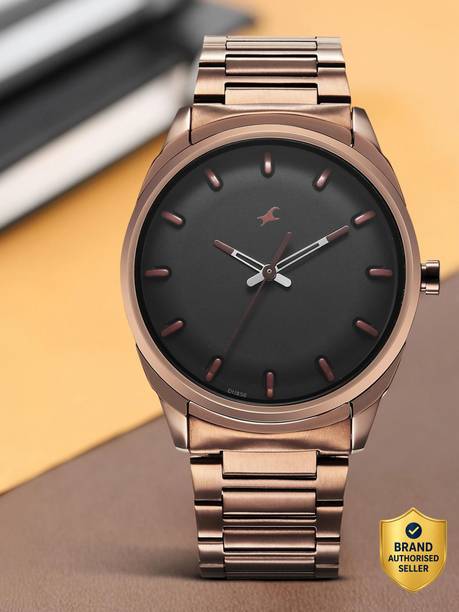 Fastrack Metallica Black Dial Brown Stainless Steel Strap Analog Watch - For Men NS3247SL01,NP3247SL01,NU3247SL01,NU3273QM01