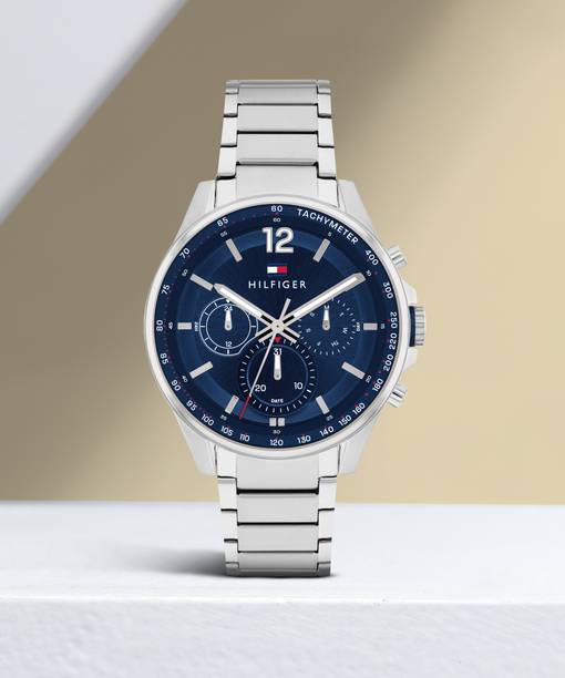 Tommy Hilfiger Multifunction Blue Dial Silver Stainless Steel Strap Analog Watch - For Men NETH1791973,NTTH1791973
