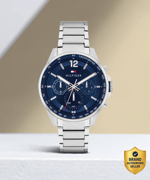 Tommy Hilfiger Multifunction Blue Dial Silver Stainless Steel Strap Analog Watch - For Men NETH1791973,NTTH1791973
