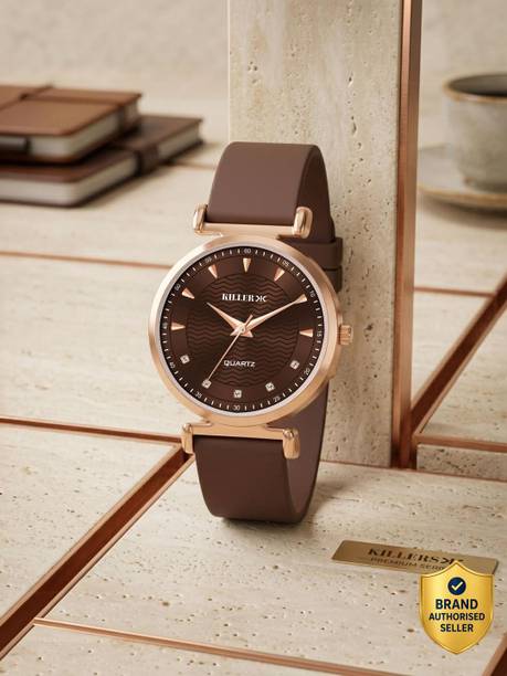 Elegant Brow Dial Watch with Brown Silicone Strap Analog Watch  - For Women KLR-LR-001-BRW-BRW