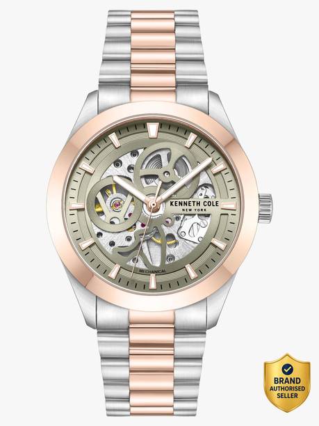 Kenneth Cole Mechanical Green Dial Silver & Rose Gold SS Strap Analog Watch - For Men 30706122, KCWGL0046702MN|KCWGL0046702MN|NTKCWGL0046702MN