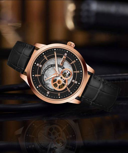 Automatic Skeleton black dial with rosegold case shopisticated attire Analog Watch  - For Men AL2910 Elegant timepeice
