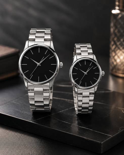 Royal Luxe Series Analog Watch - For Couple ROYAL-CPL-BLK-01