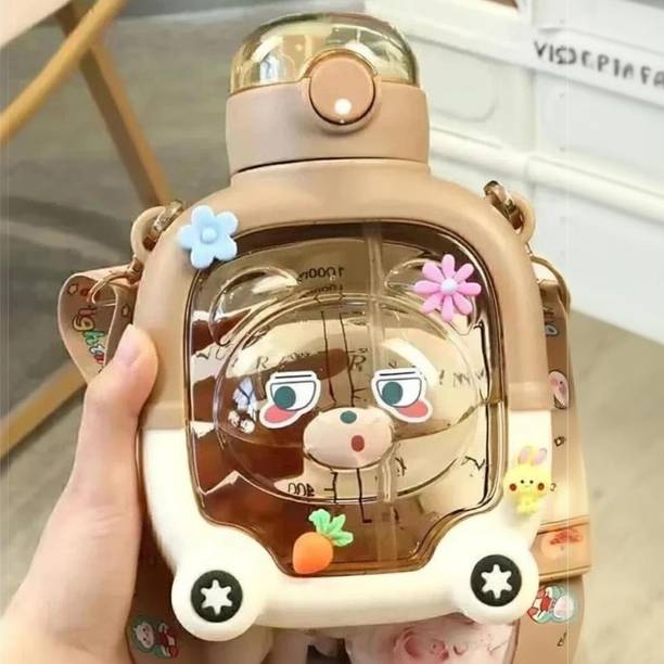 RHINETOYS Cartoon-Printed Designer Teddy: Perfect 1L Anti-Leak Gift for Kids 1000 ml Water Bottle