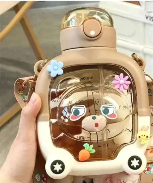 Mira Farmcraft Cartoon-Printed Designer Teddy Perfect Anti-Leak School Water Bottle for Kids 1000 ml Water Bottle