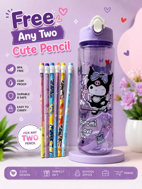 SKLRIND Kuromi Water Bottle for Kids & Teens|Leak-Proof | BPA-Free | Light Purple 800 ml Water Bottles