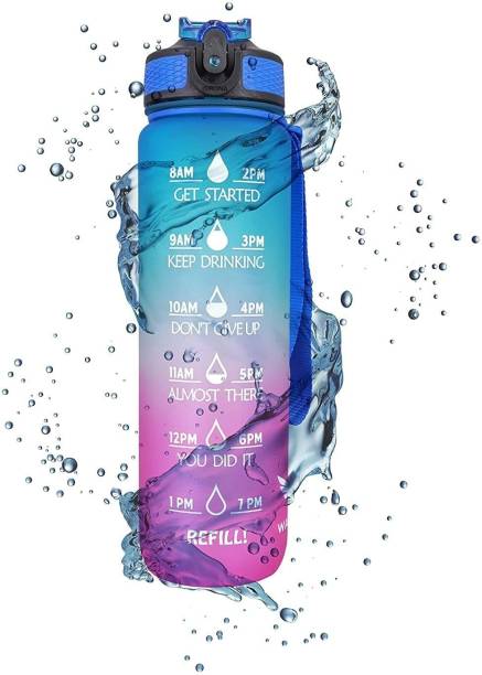 KRIVITY Unbreakable Silicone Water Bottle 1 Liters with Motivational Time Marker Bottle 1000 ml Bottle