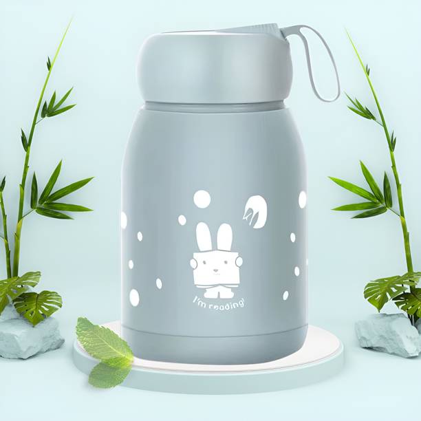 Flipkart SmartBuy Eco-Friendly Glass Water Bottle with Rabbit Design Print Leakproof Kids Water 330 ml Bottle