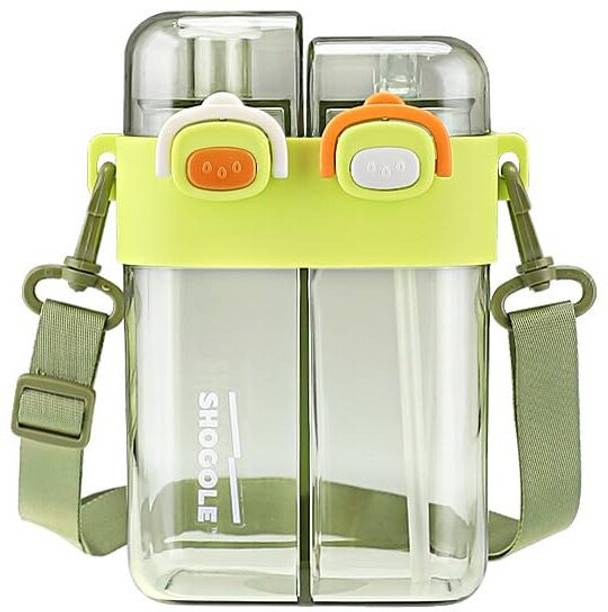 VINZESTA ENTERPRISES Double Drinking Water Bottle with Straw & Flip Lid 650 ml Water Bottle
