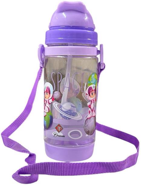 NPE Water Bottle with Straw & Strap for Kids Anti Leak Water Bottle for Boys & Girls 400 ml Water Bottle