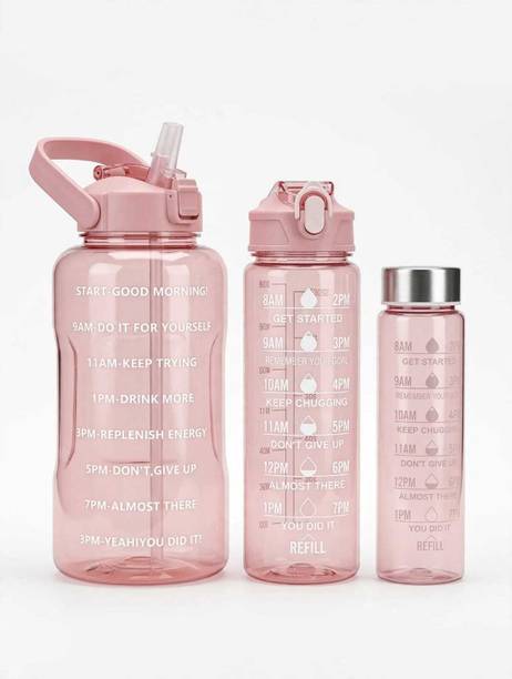 ZAMZAM Motivational Unbreakable 3-Piece Water Bottle Combo Set 3200 ml Water Bottles