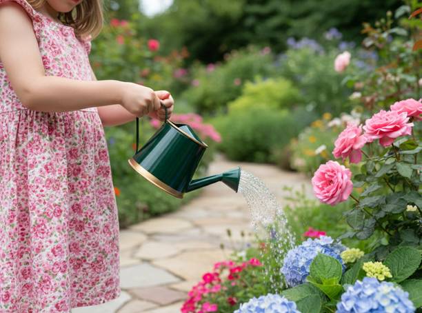 MYTHREEAGROTECH Watering Can 250ml with Gold Border for Kids 1076-A 0.25 L Water Cane