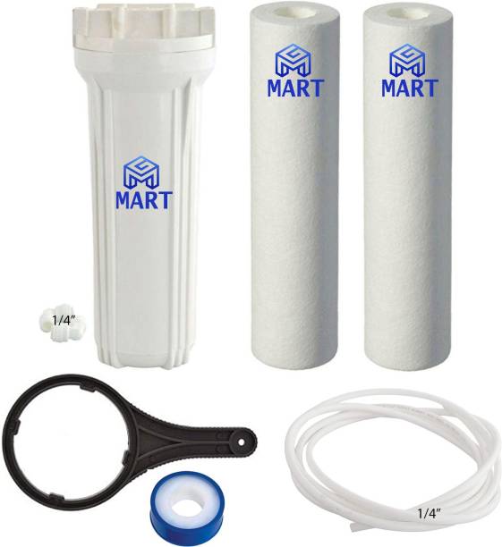 MG MART Pre-Filter Bowl with Two 10" PP Spun Filter and Spanner for All Water Purifier Solid Filter Cartridge