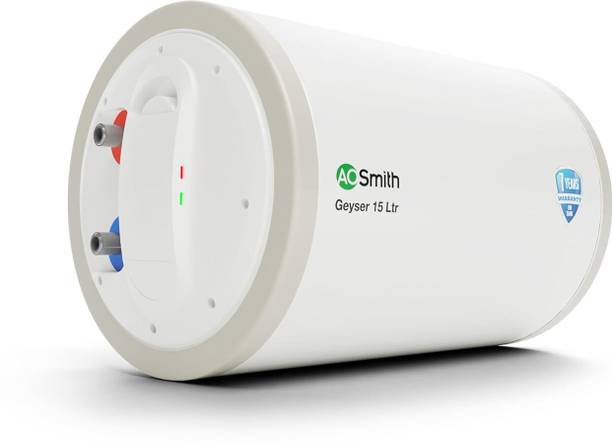 AO Smith HAS-X1-015-LHS 15 L Storage Water Geyser | 2kW | Horizontal | Designed for high rise buildings with 8 bar pressure rating | Longer life in hard water conditions with Blue Diamond glass lined tank | BEE 4-star rating for high energy efficiency and power savings | Free Installation