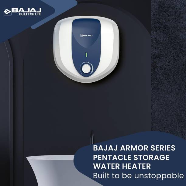 BAJAJ 25 L Storage Water Geyser (Pentacle 25 Ltr Glasslined 5 Star With 4 Years Product Warranty, White, Blue)