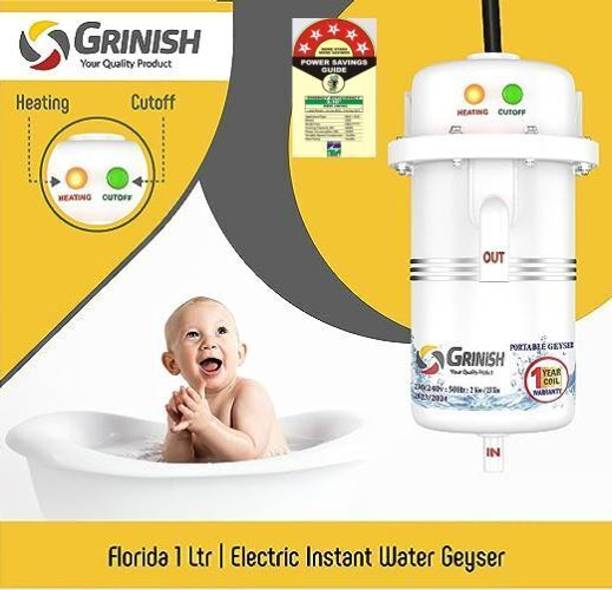 GRINISHA 1 L Instant Water Geyser,Portable Geyser,Electric Geyser,Tap Water Geyser 1 L Instant Water Geyser